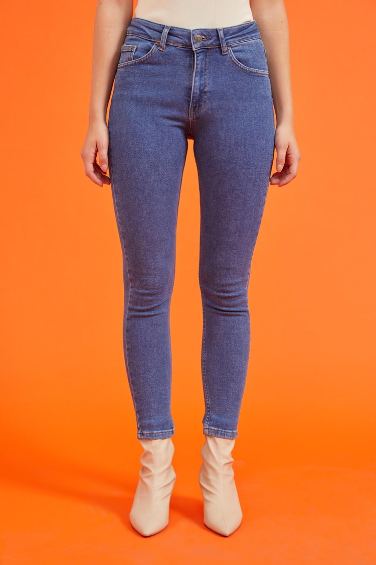 Mavi Yüksek Bel Skinny Jean Kadın Jean modelleri