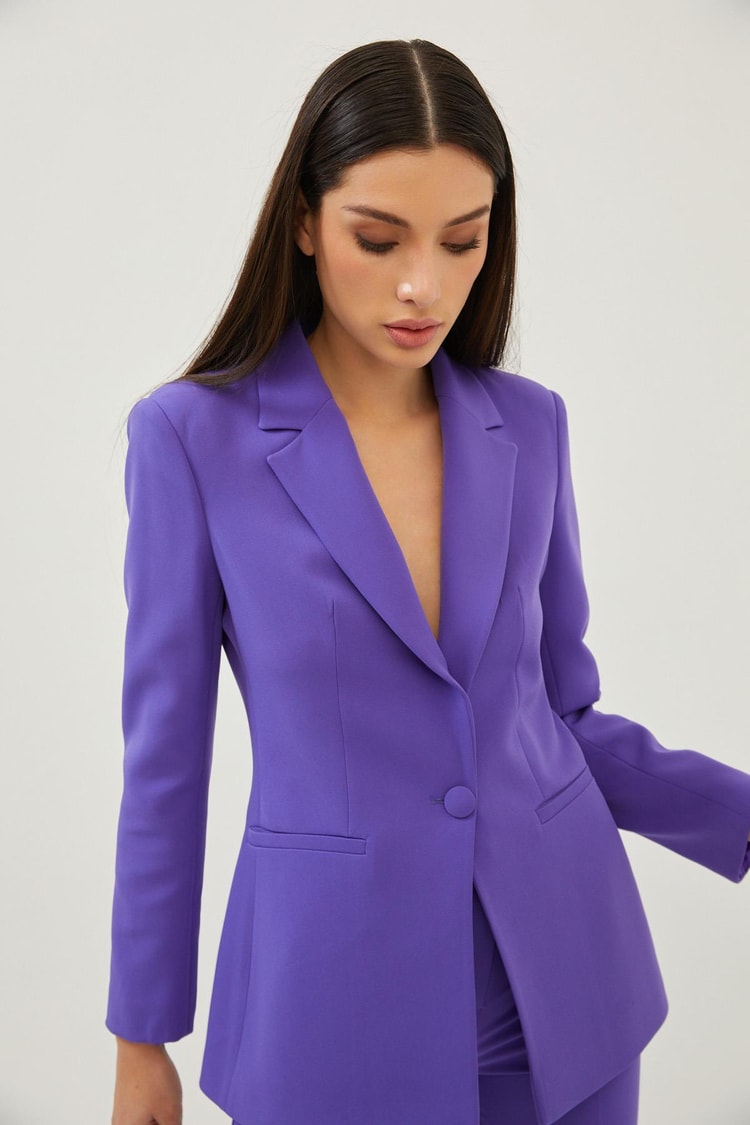 Mor Blazer Ceket Pantolon Takım Kadın Takım Elbise modelleri