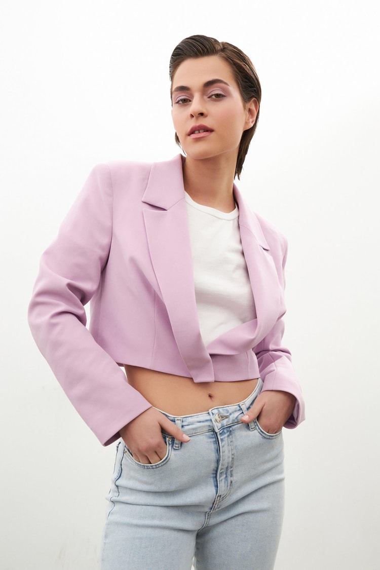 Pembe Çapraz Detaylı Ceket Kadın Ceket modelleri