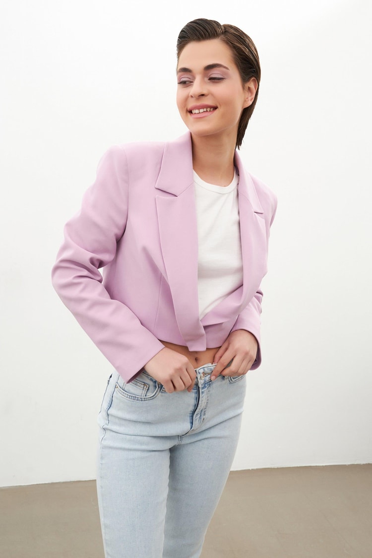 Pembe Çapraz Detaylı Ceket Kadın Ceket modelleri