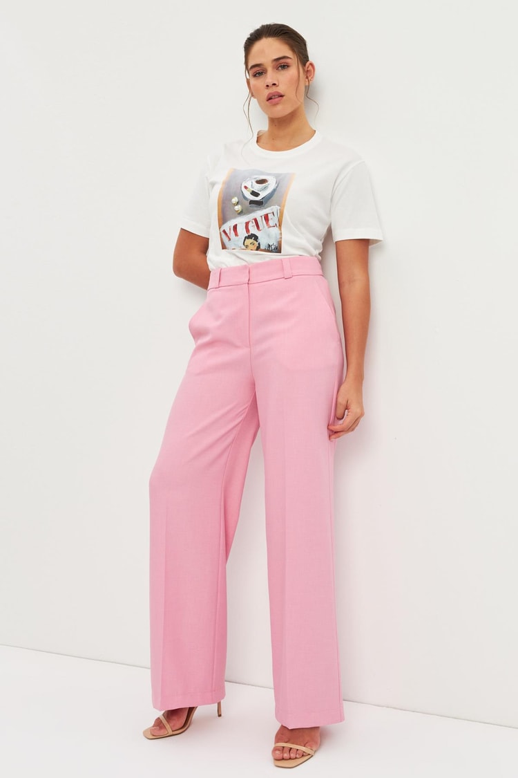 Pembe Rahat Kesim Pantolon Kadın Pantolon modelleri