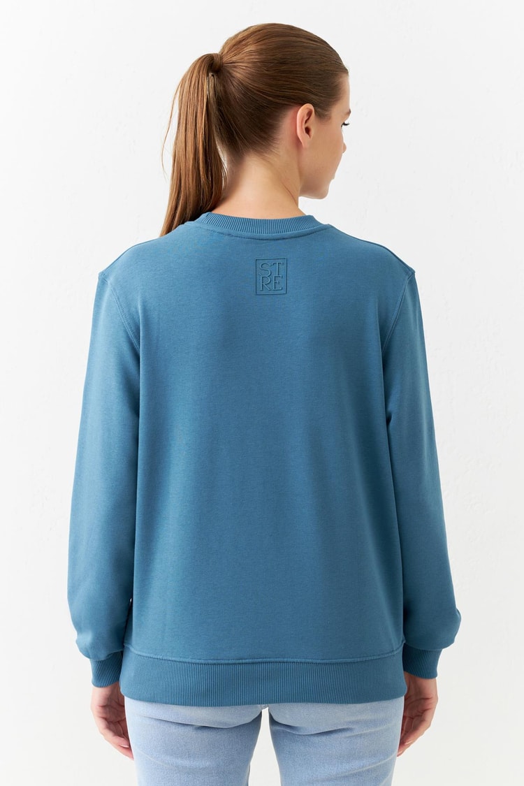 Petrol Basic Bisiklet Yaka Uzun Kollu Sweatshirt Kadın Kategorisiz modelleri
