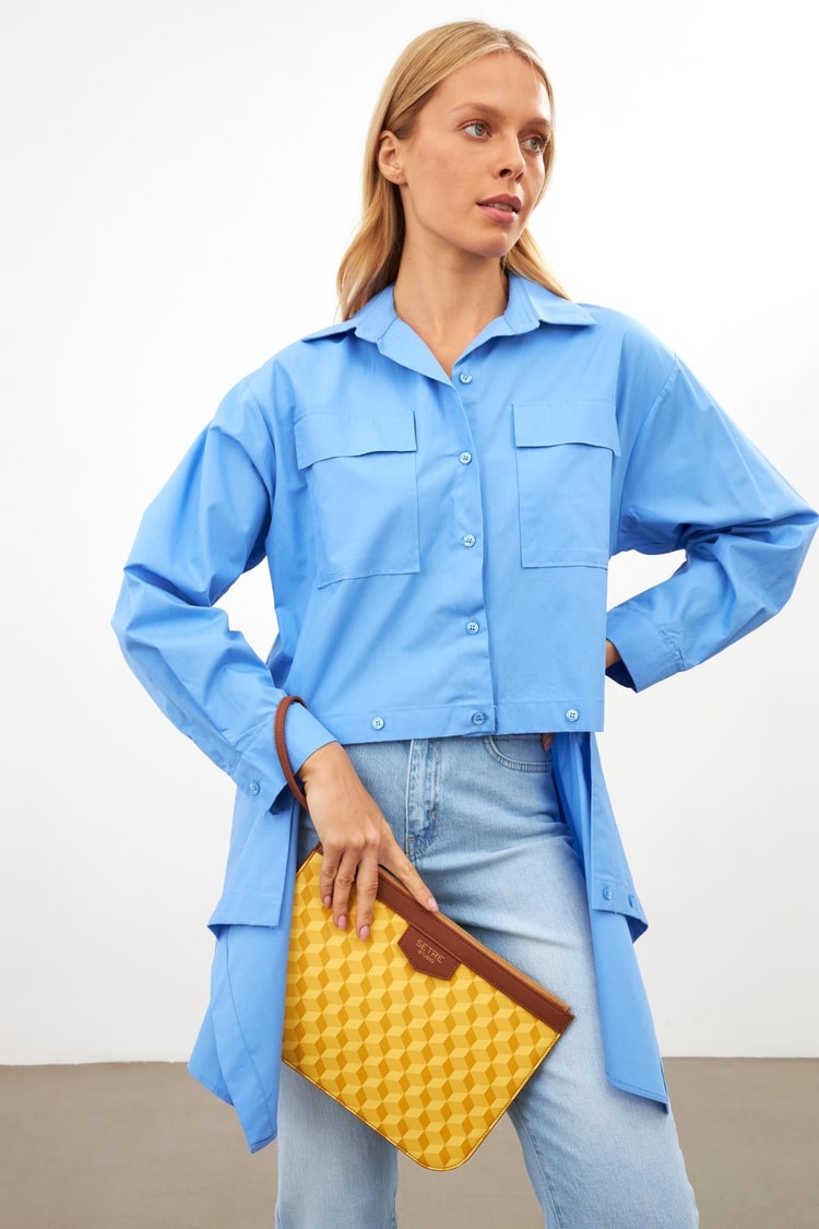 Sarı Geometrik Desen Clutch Çanta Kadın Çanta modelleri