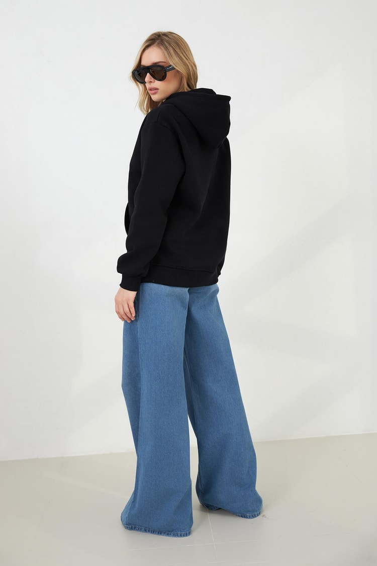 Siyah Cep Ve Kapşon Detaylı Sweat Shirt Kadın Kategorisiz modelleri