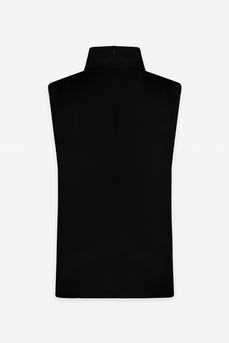 Siyah Drape Ve Yaka Detaylı Kolsuz Bluz Kadın Bluz modelleri