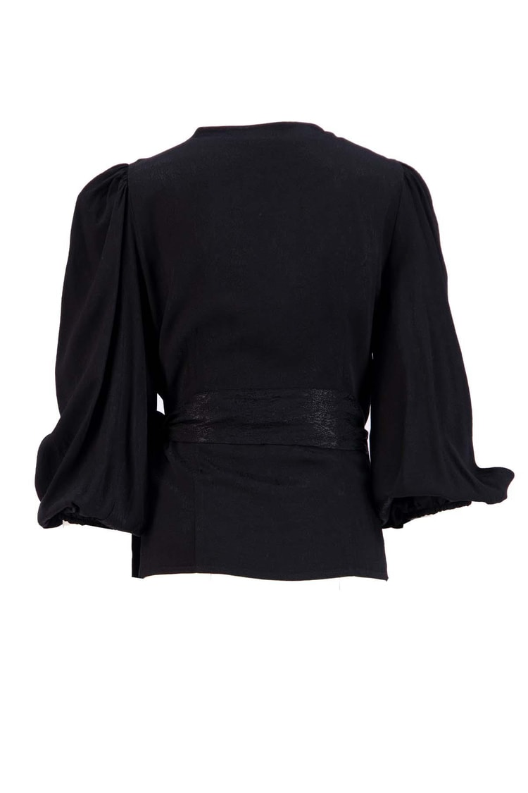 Siyah Kruvaze Ve Drape Detaylı Bluz Kadın Bluz modelleri