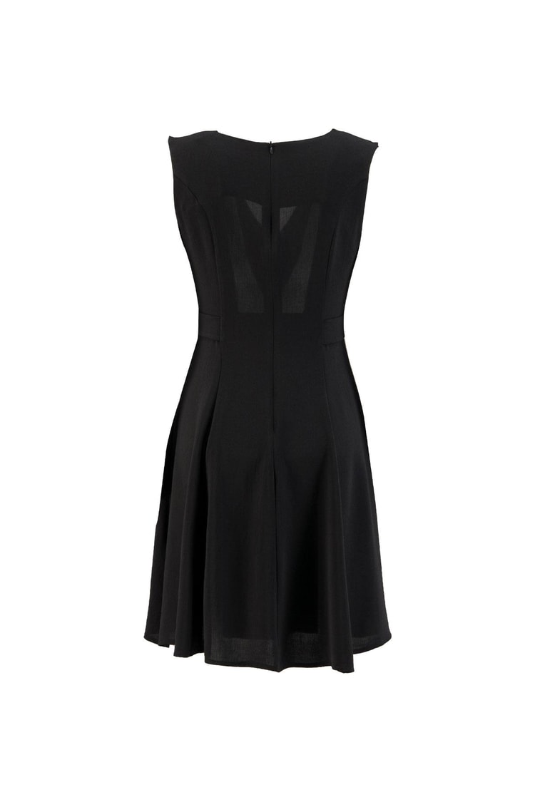 Siyah Metal Düğmeli Volan Elbise Kadın Günlük Elbise modelleri