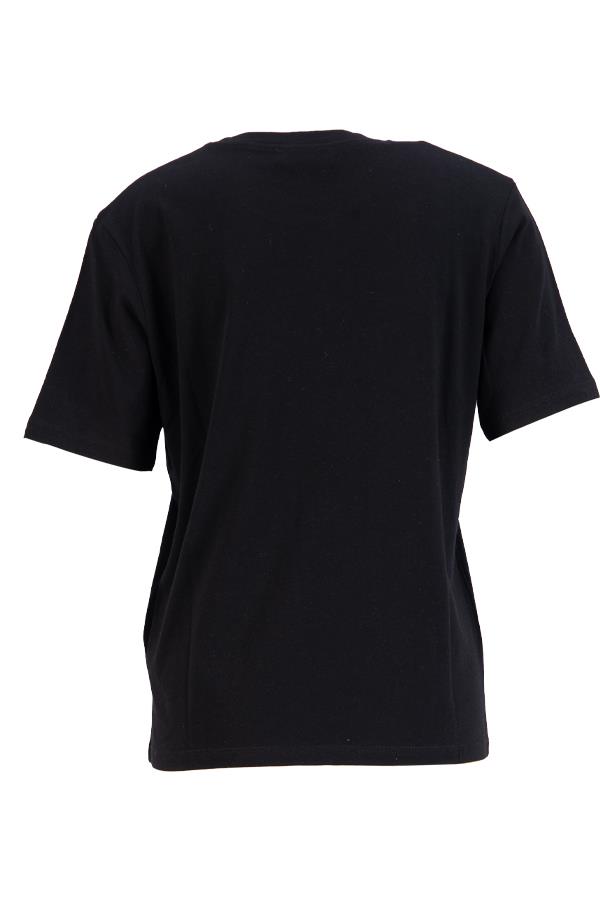 Siyah Mini Baskı Detaylı Bisiklet Yaka Kısa Kollu T-Shirt Kadın T-Shirt modelleri