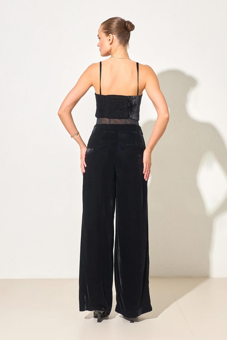 Siyah Straplez Kadife Görünümlü Crop Bluz Kadın Bluz modelleri