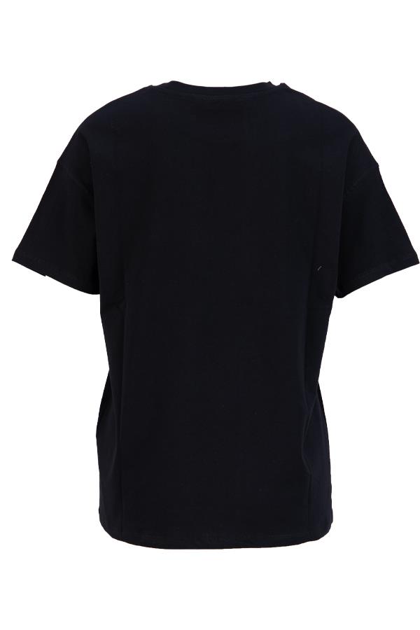 Siyah Yıldız Detaylı Baskılı Bisiklet Yaka T-Shirt Kadın T-Shirt modelleri