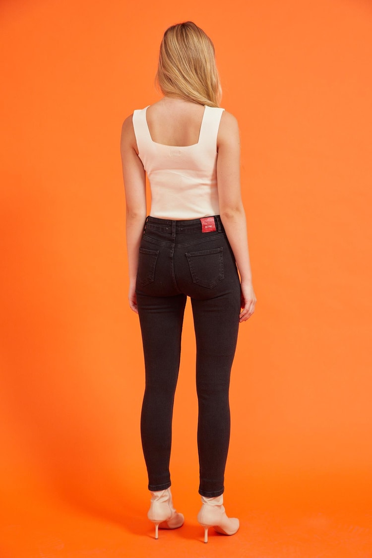 Siyah Yüksek Bel Skinny Jean Kadın Jean modelleri