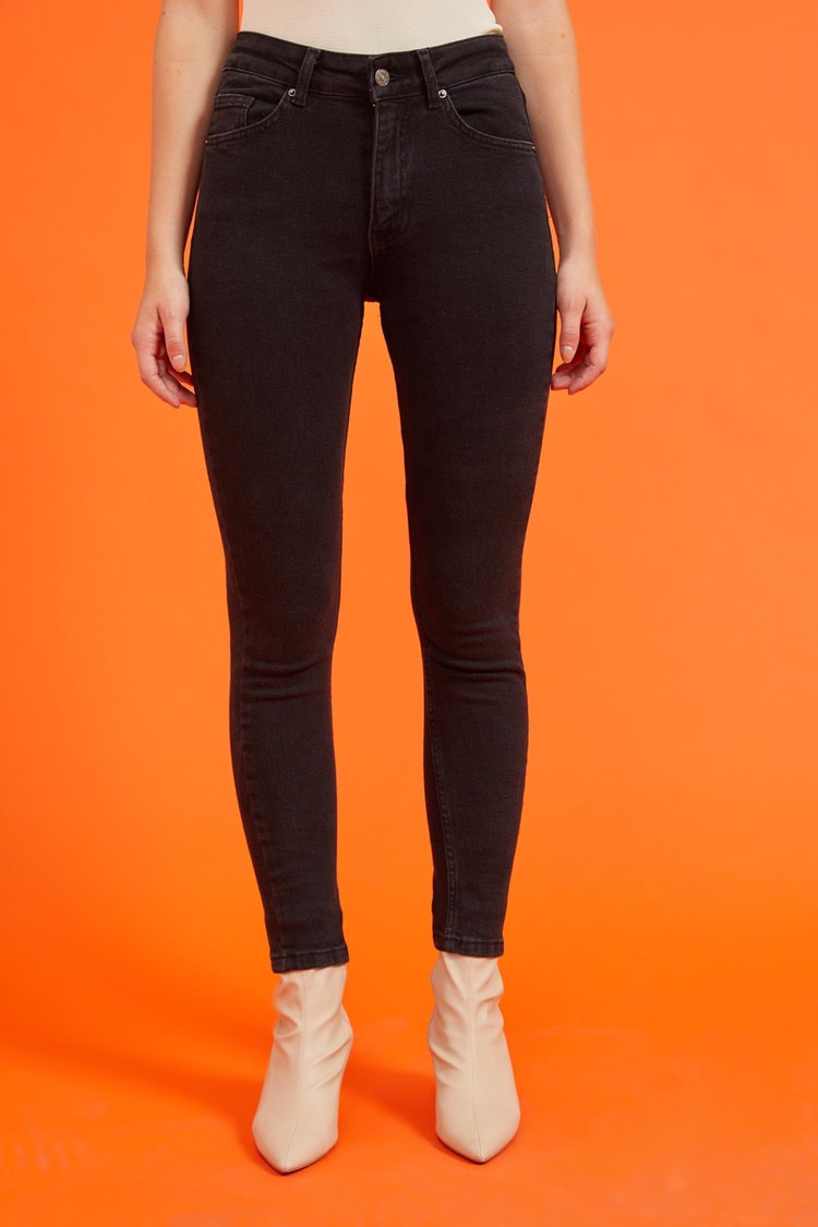 Siyah Yüksek Bel Skinny Jean Kadın Jean modelleri