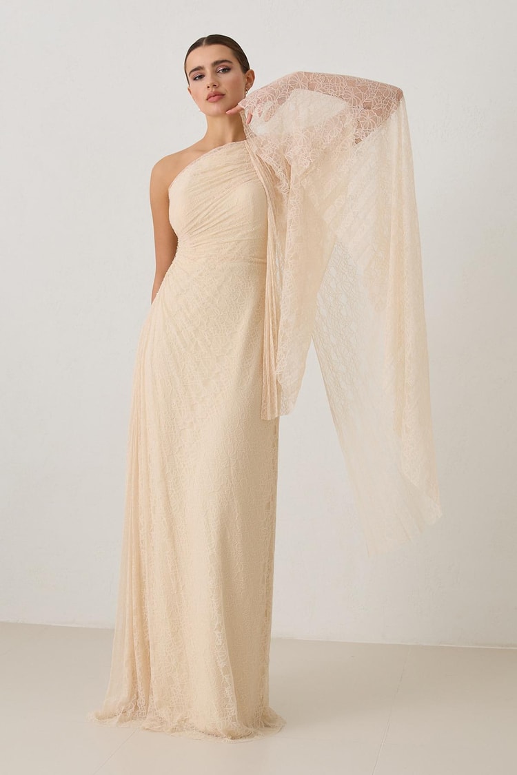 Taş Drape Ve Tek Omuz Detaylı Maxi Boy Abiye Elbise Kadın Abiye Elbise modelleri