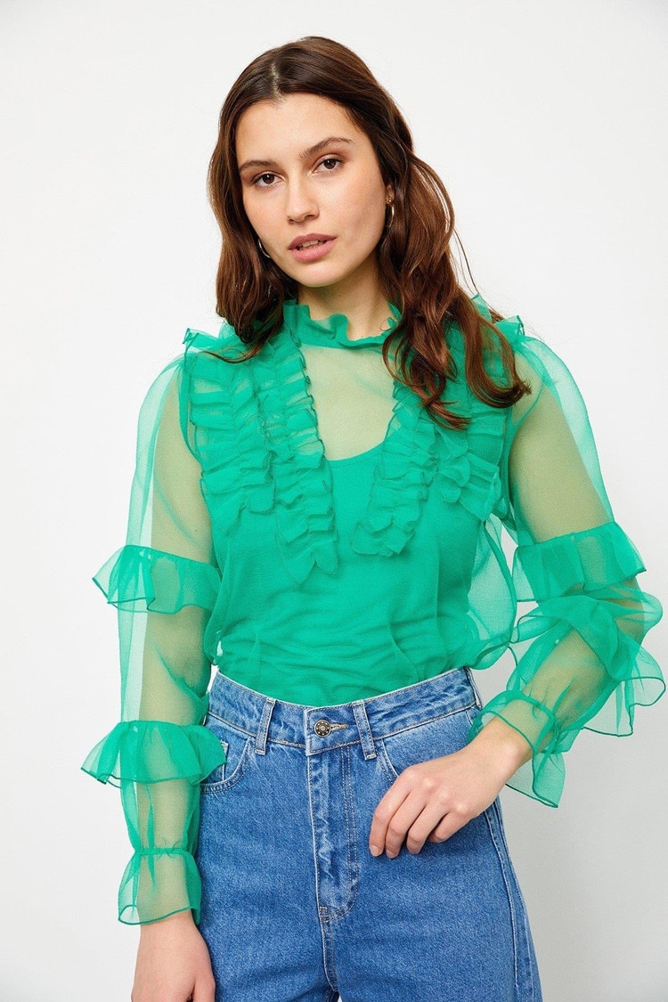 Yeşil 1YM2CBL0364 BLUZ Kadın Bluz modelleri