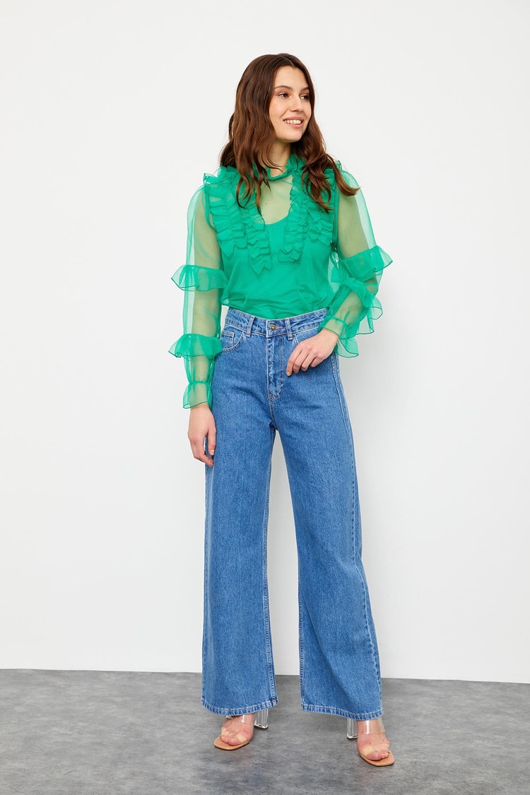 Yeşil 1YM2CBL0364 BLUZ Kadın Bluz modelleri