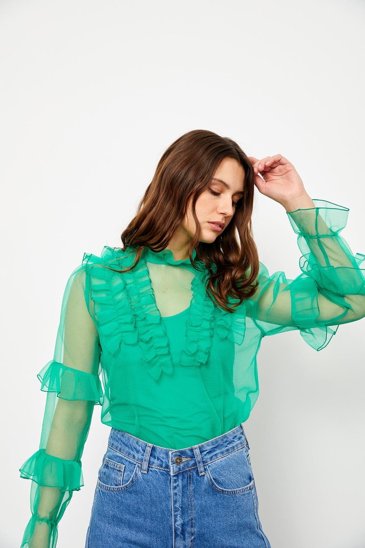 Yeşil 1YM2CBL0364 BLUZ Kadın Bluz modelleri