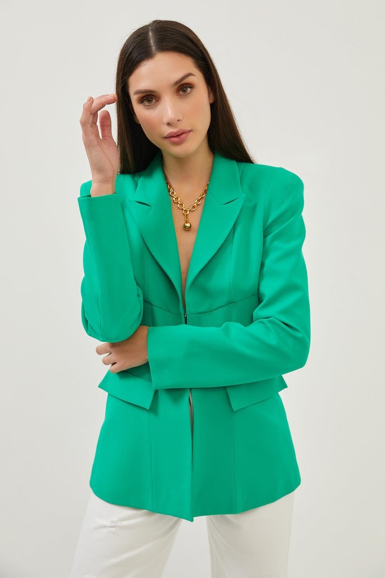 Yeşil Belden Oturan Blazer Ceket Kadın Ceket modelleri