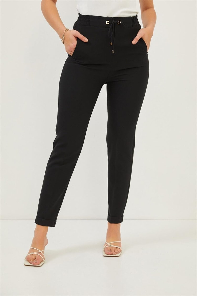 Siyah Bağlama Detaylı Lastikli Jogger PantolonST060S20662001