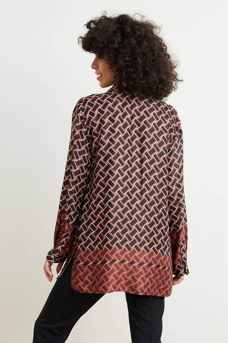 Siyah-Balkabağı Geometrik Desen TunikST050S6507701