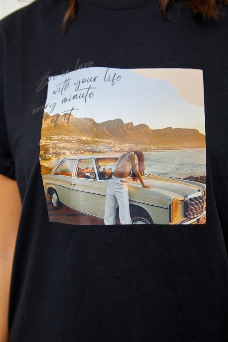 Siyah Baskılı Kısa Kol T-ShirtST060S71190010