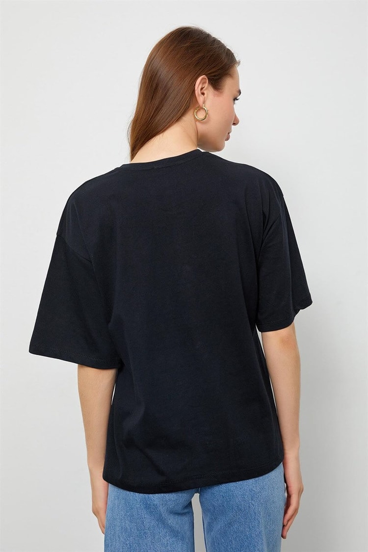 Siyah Baskılı Kısa Kol T-ShirtST060S71190022