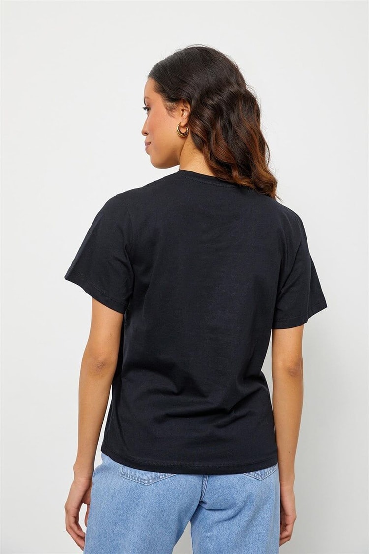 Siyah Baskılı Kısa Kol T-ShirtST060S71190018