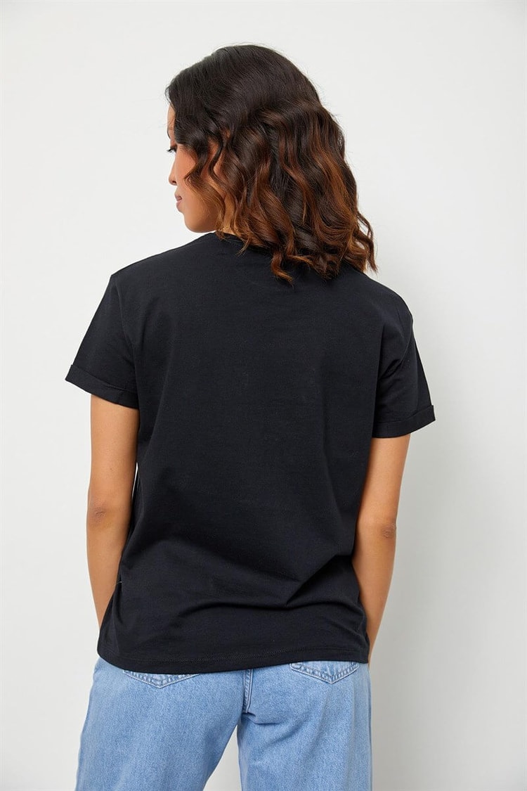 Siyah Baskılı Kısa Kol T-ShirtST060S71190015