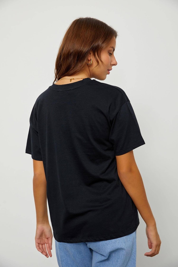 Siyah Baskılı Kısa Kol T-ShirtST060S71183005