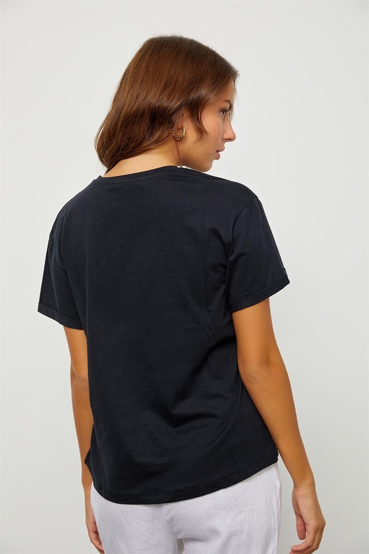 Siyah Baskılı Kısa Kol T-ShirtST060S71190010