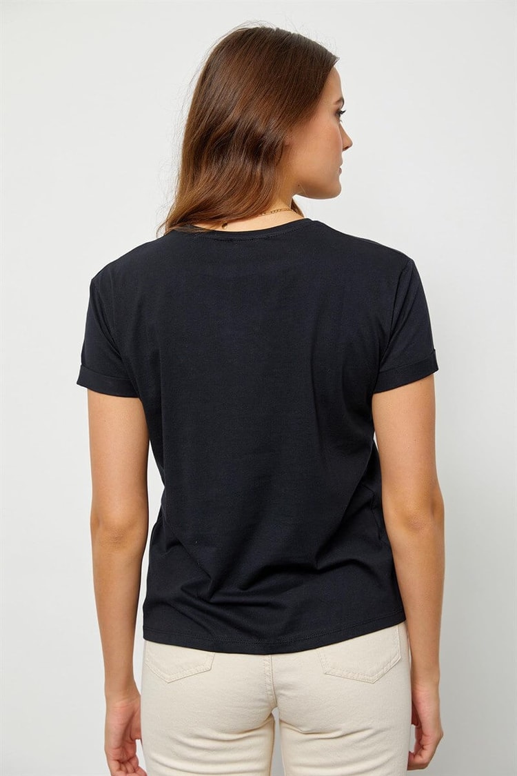 Siyah Baskılı Kısa Kol T-ShirtST060S71190006