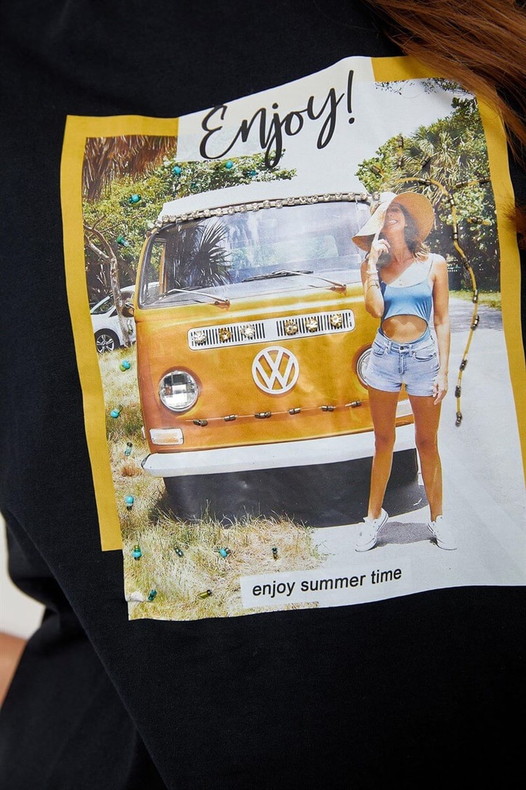 Siyah Baskılı Kısa Kol T-ShirtST060S71190021