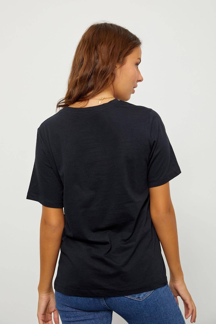 Siyah Baskılı Kısa Kol T-ShirtST060S71190007