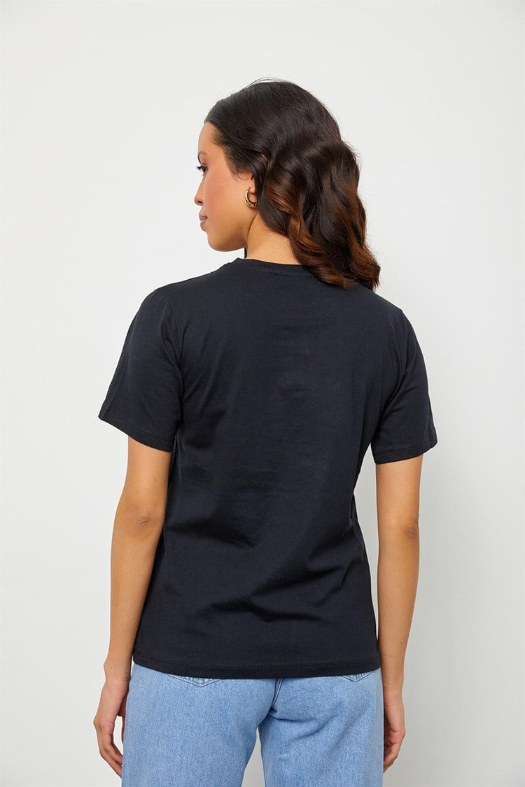 Siyah Baskılı Kısa Kol T-ShirtST060S71190016