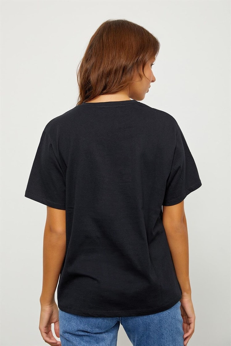 Siyah Baskılı Kısa Kol T-ShirtST060S71190001