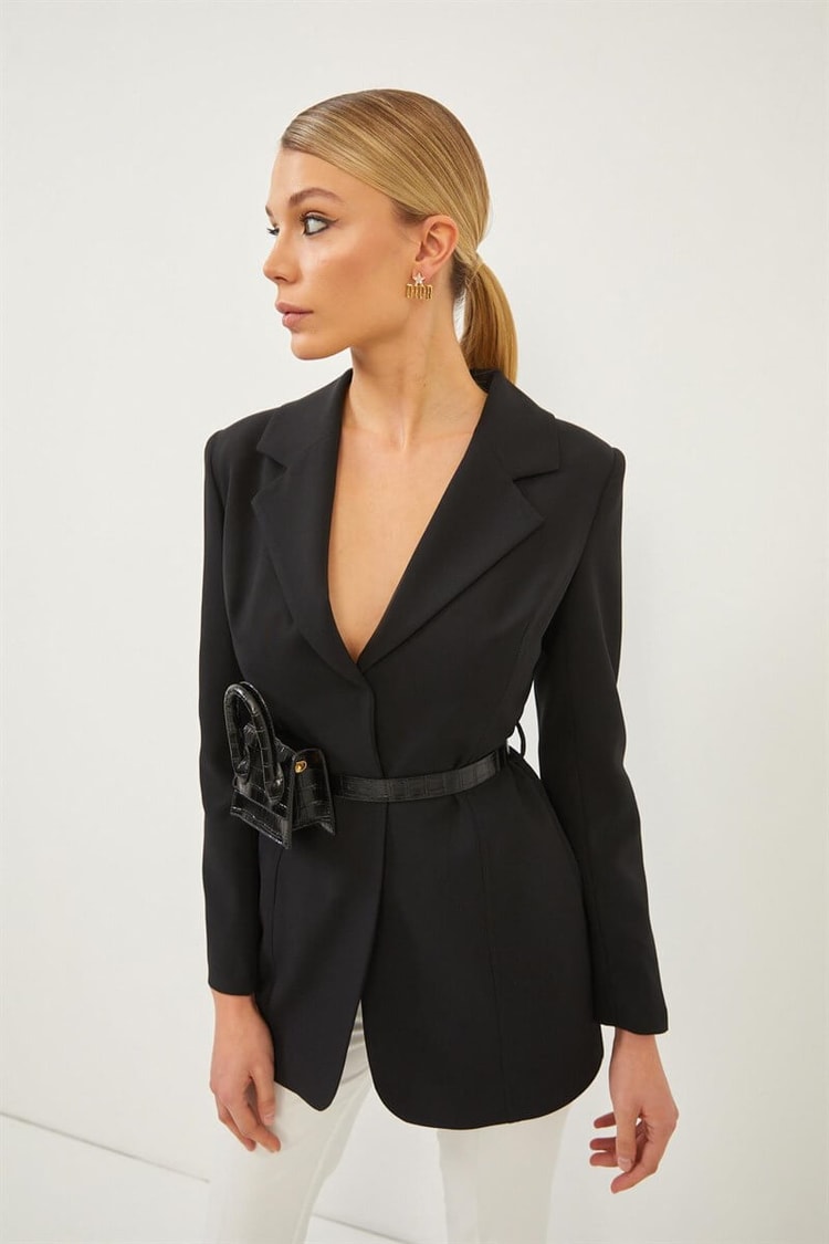 Siyah Bel Çantası Detaylı Mono Yaka Blazer CeketST070S90380001