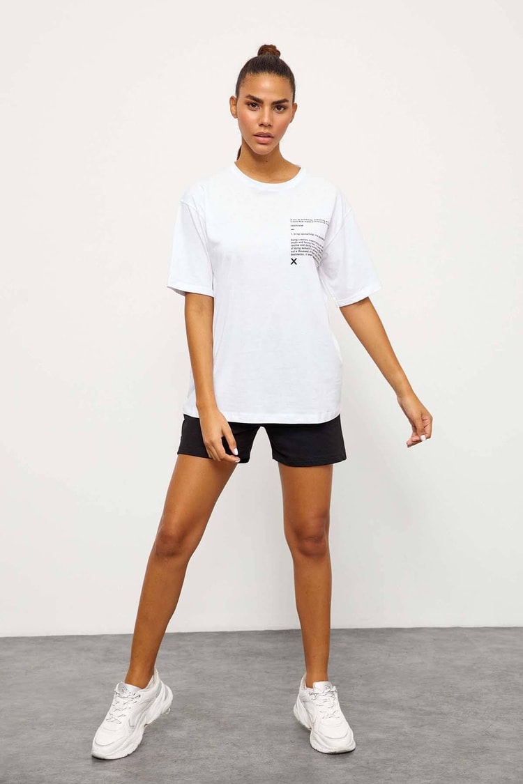 Siyah-Beyaz T-Shirt Şort TakımST060S83102002