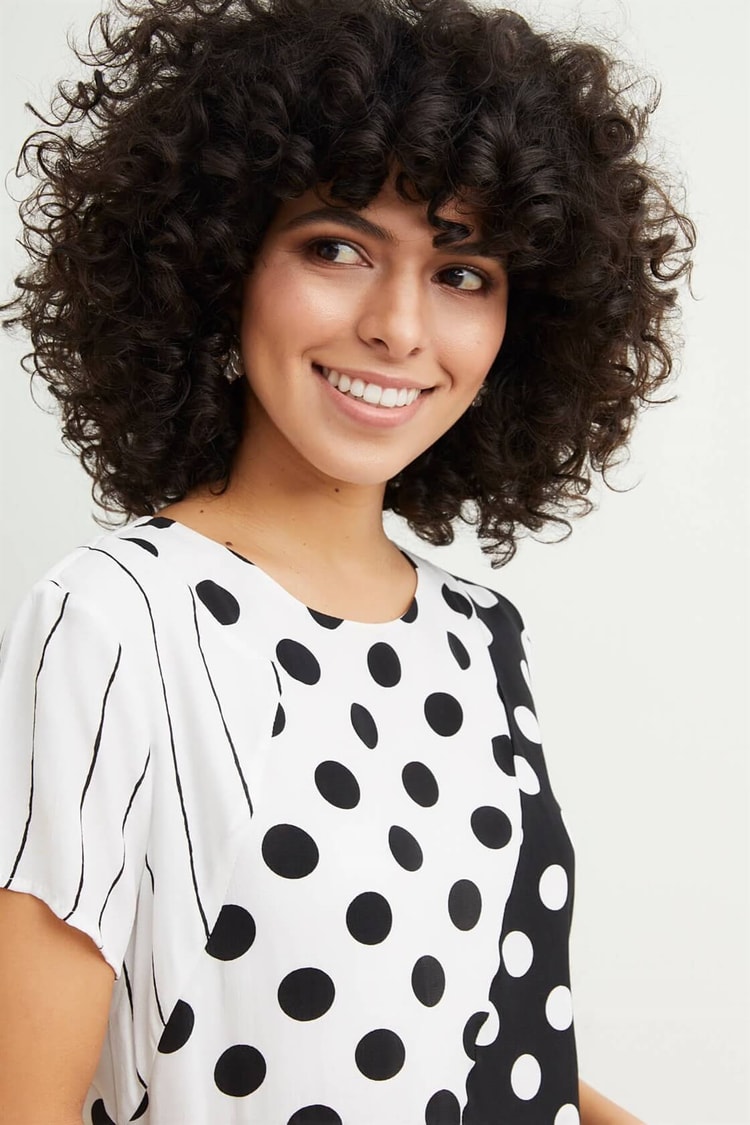 Siyah-Beyaz Truvakar Kol Mini ElbiseST030S401182