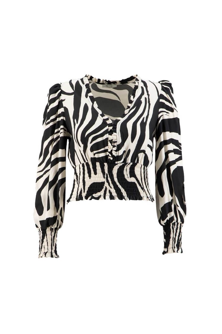 Siyah-Beyaz V Yaka Zebra BluzST060S30563003