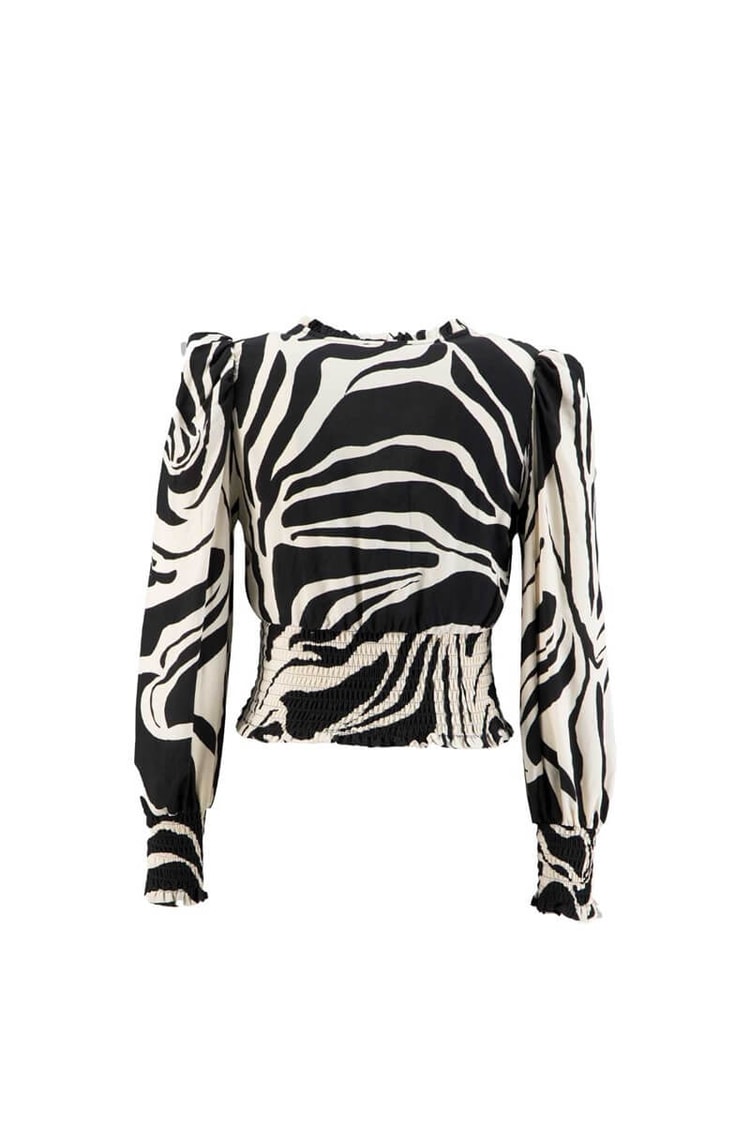 Siyah-Beyaz V Yaka Zebra BluzST060S30563003