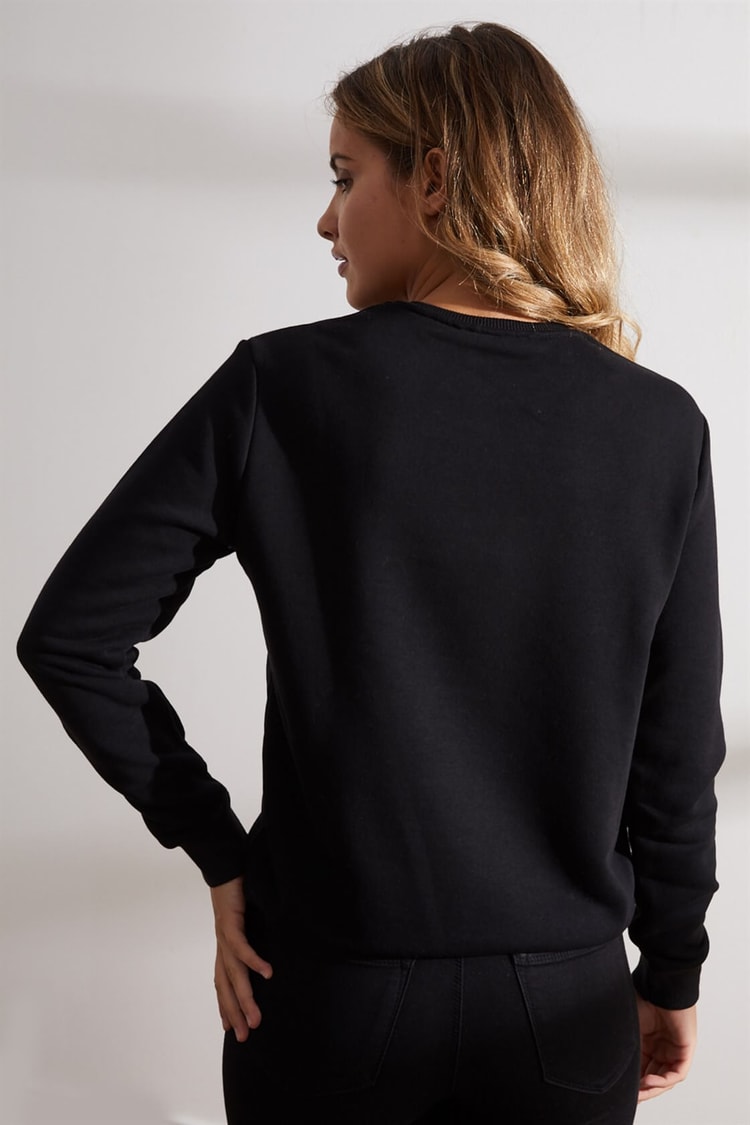 Siyah Bisiklet Yaka Baskılı SweatST060W7209201