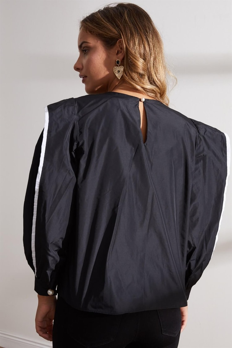 Siyah Bisiklet Yaka Poplin BluzST060W3046501