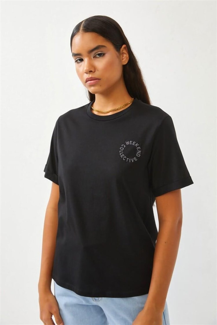 Siyah Bisiklet Yaka T-ShirtST060S71252002