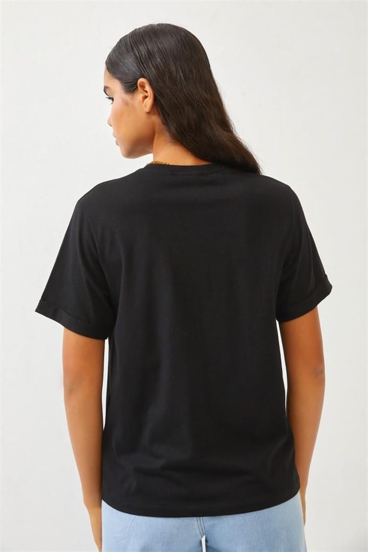 Siyah Bisiklet Yaka T-ShirtST060S71252002