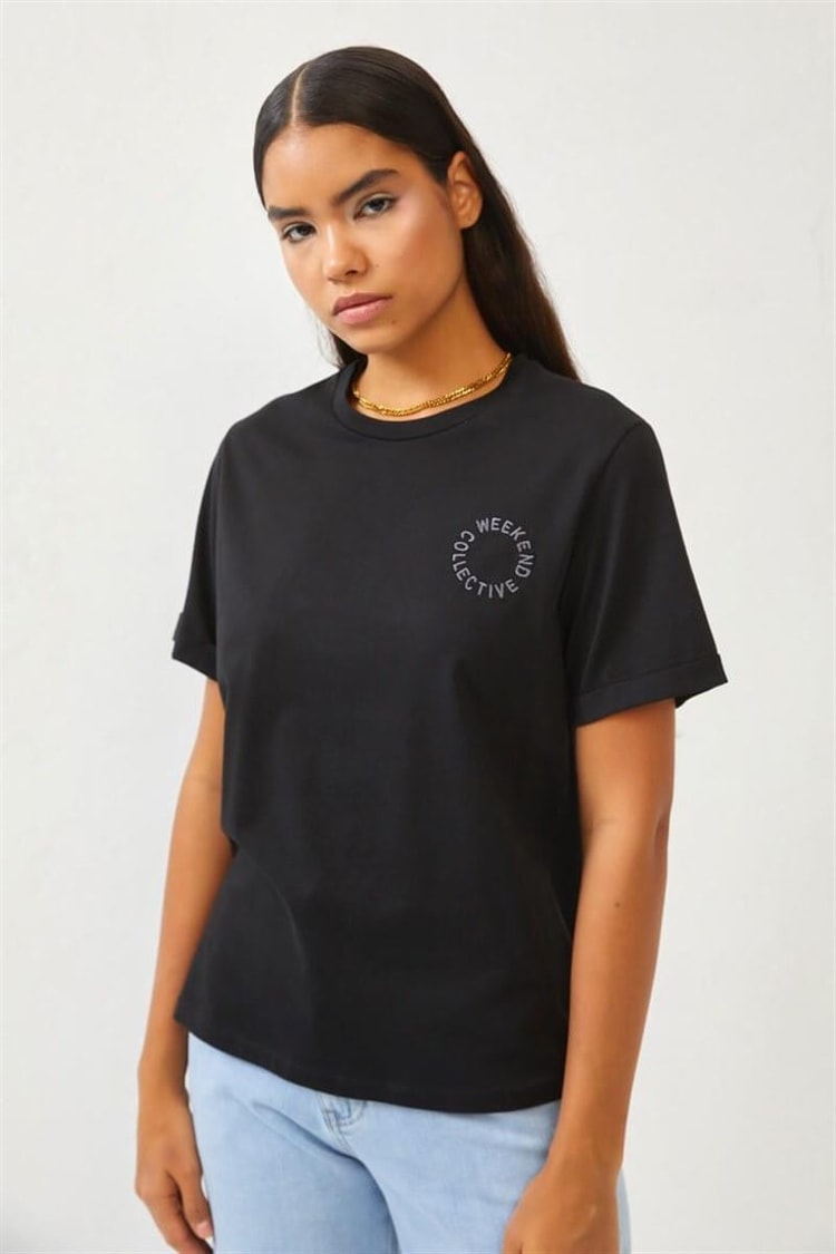 Siyah Bisiklet Yaka T-ShirtST060S71252002