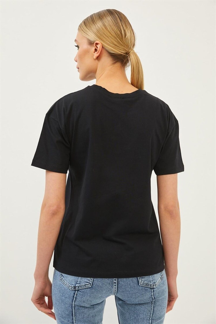 Siyah Bisiklet Yaka T-ShirtST060S71277002