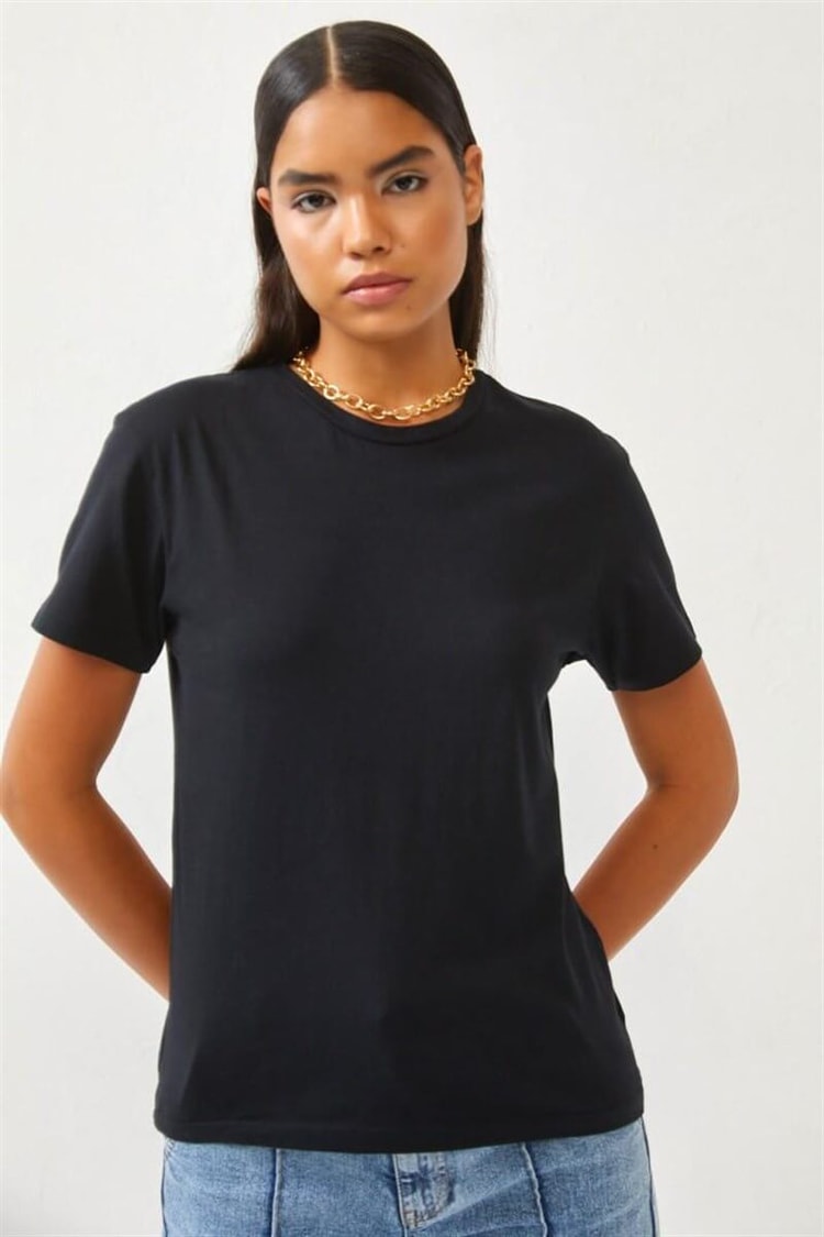 Siyah Bisiklet Yaka T-ShirtST060S71277001