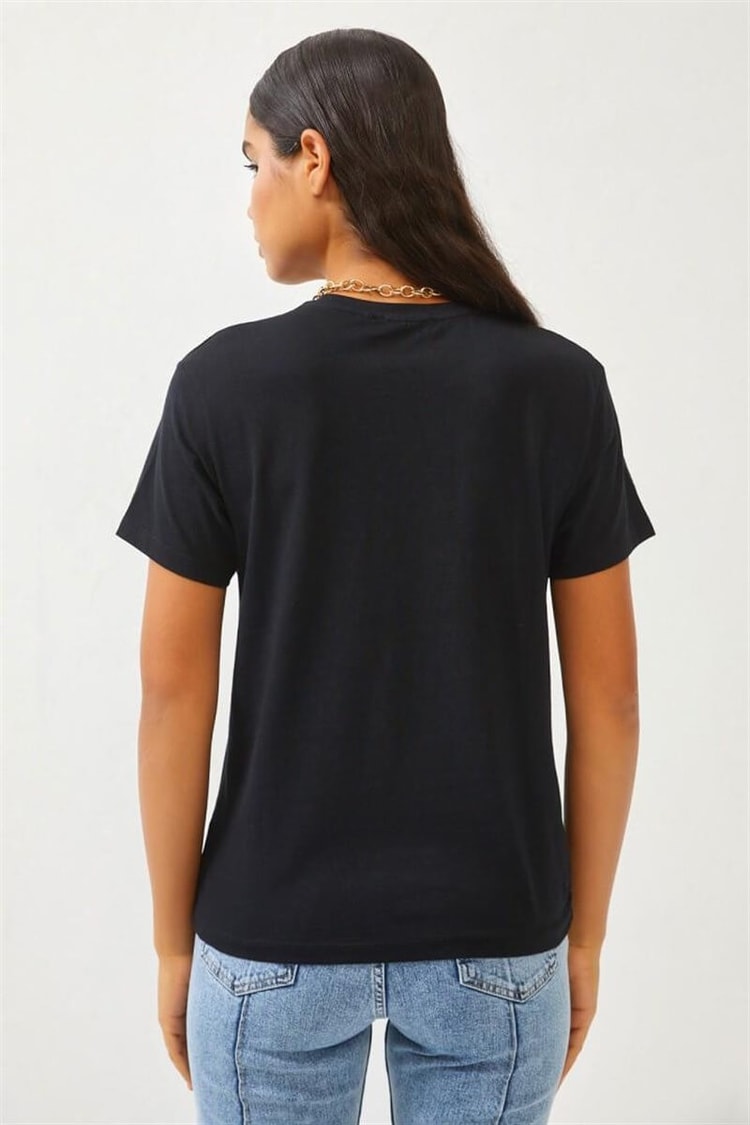Siyah Bisiklet Yaka T-ShirtST060S71277001