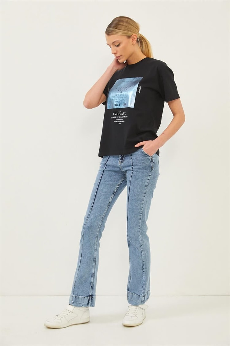 Siyah Bisiklet Yaka T-ShirtST060S71277002