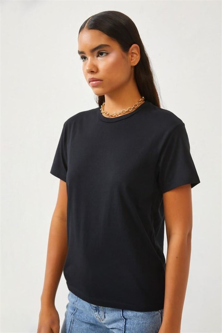 Siyah Bisiklet Yaka T-ShirtST060S71277001