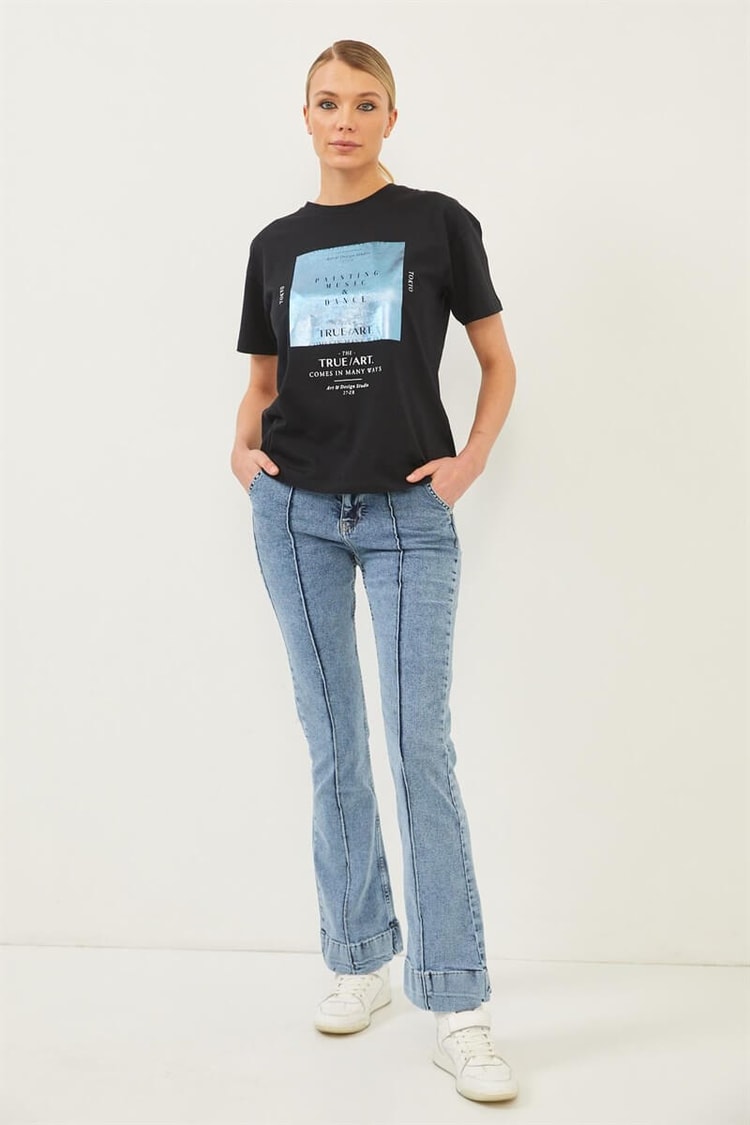 Siyah Bisiklet Yaka T-ShirtST060S71277002